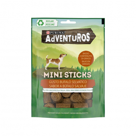 Purina τροφή σκύλου συμπληρωματική adventuros mini sticks γεύση άγριου βούβαλου (90g)