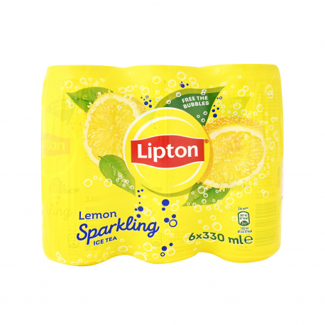 Lipton έτοιμο αφέψημα μαύρου τσαγιού ανθρακούχο ice tea lemon - (6x330ml)