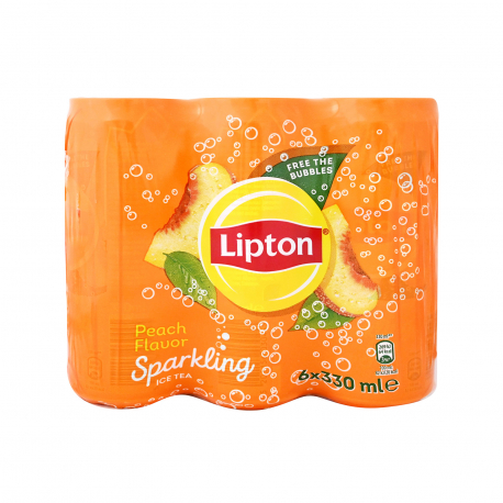 Lipton έτοιμο αφέψημα μαύρου τσαγιού ανθρακούχο ice tea peach - (6x330ml)