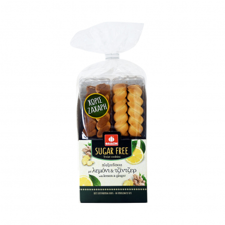 Φαίδων μπισκότα πλεξουδάκια με λεμόνι & τζίντζερ - χωρίς ζάχαρη (250g)