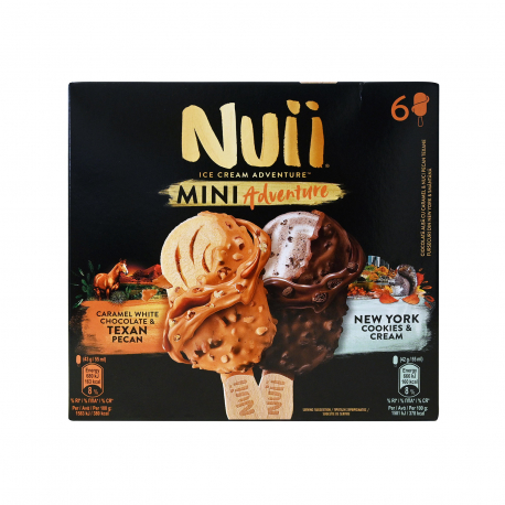 Nuii παγωτό πολυσυσκευασία mini adventure texan pecan/ cookies & cream (6x42.5g)