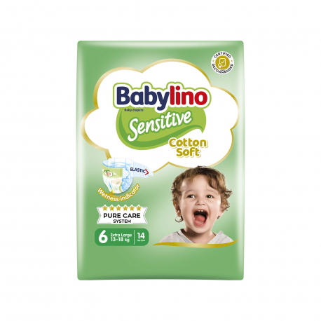 Babylino πάνες παιδικές sensitive cotton soft Nο. 6/ 13-18kg (14τεμ.)