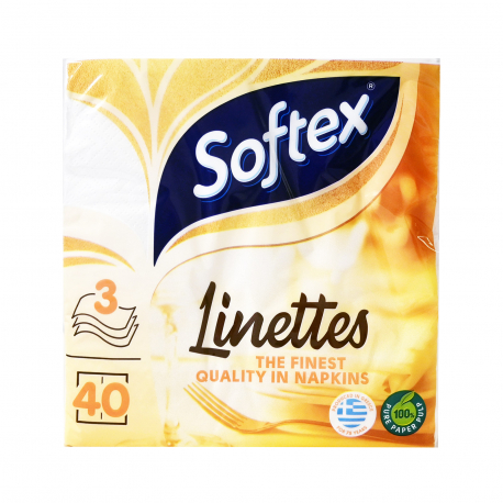 Softex χαρτοπετσέτες linettes λευκές 33Χ33εκ. 40 τεμ (110g)