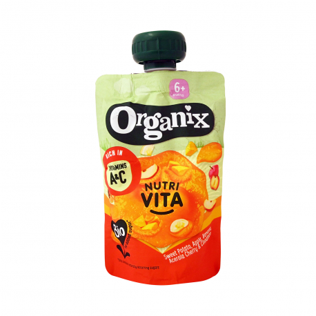 Organix πουρές φρούτων παιδικός nutri vita με γλυκοπατάτα - βιολογικό, χωρίς προσθήκη ζάχαρης 6+ μηνών (100g)
