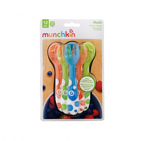 Munchkin κουτάλια & πιρούνια πολλαπλών χρήσεων παιδικά πολύχρωμα 12+ μηνών (6τεμ.)