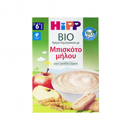 Hipp κρέμα δημητριακών σε σκόνη παιδική με μπισκότο μήλου - βιολογικό (250g)