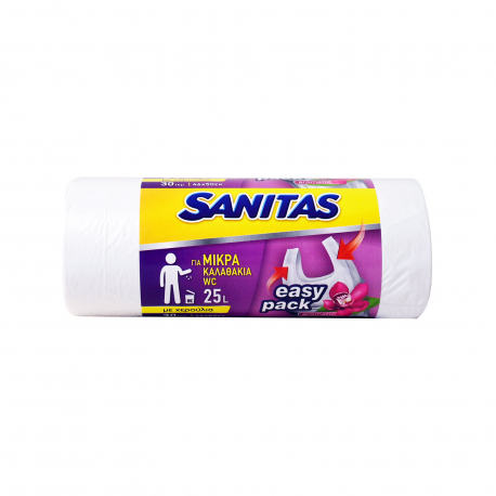 Sanitas μικρές σακούλες απορριμμάτων αρωματικές με χεράκι easy pack λευκό (30τεμ.)