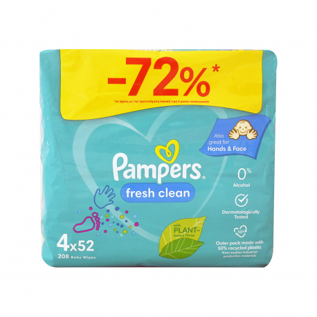 Pampers μωρομάντηλα fresh clean (52τεμ.) (72% φθηνότερα)