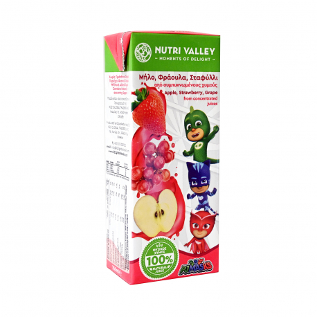Nutri valley χυμός pj masks μήλο, φράουλα, σταφύλι (250ml)