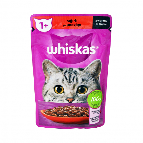 Whiskas τροφή γάτας με μοσχάρι σε σάλτσα (85g)