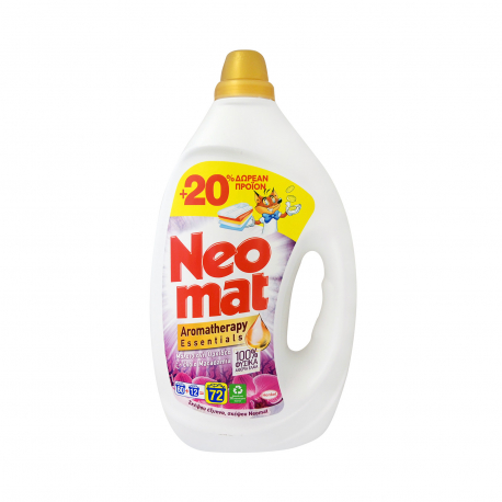 Neomat υγρό απορρυπαντικό πλυντηρίου ρούχων gel Μαλαισιανή ορχιδέα & έλαιο macadamia 3.24lt (60μεζ.) (12μεζ.περισσότερο προϊόν)