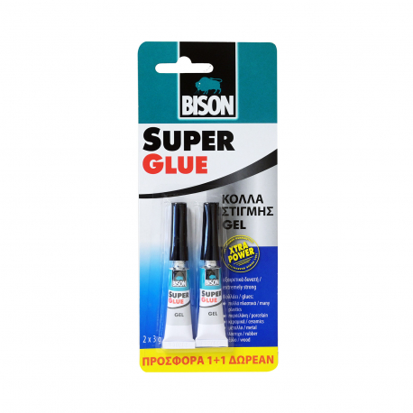 Bison κόλλα στιγμής gel super glue (3g) (1+1)