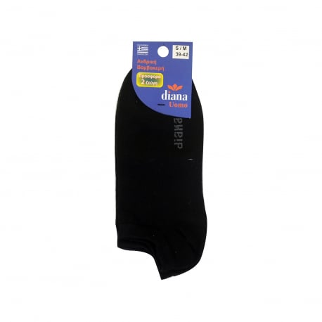 Diana κάλτσα ανδρική βαμβακερή τερλίκι λεπτό - μαύρο/ small - medium (2τεμ.)