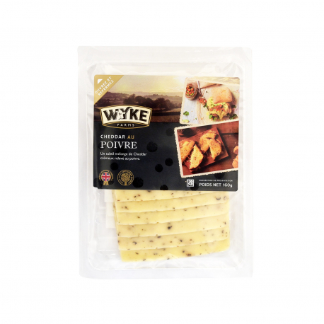 Wyke farms τυρί cheddar με μαύρο πιπέρι σε φέτες (160g)