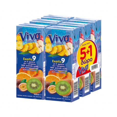 Viva fresh χυμός φυσικός exotic (250ml) (5+1)