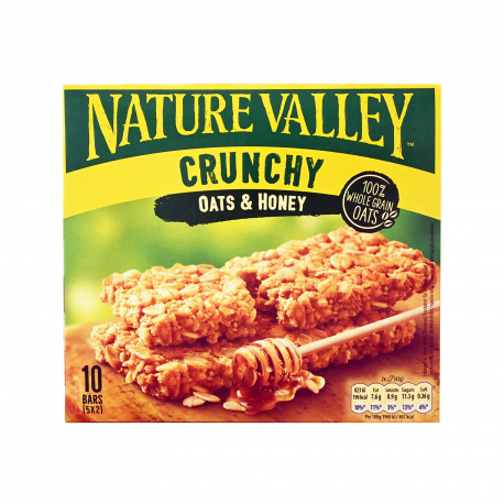 Nature valley μπάρα μούσλι ολικής άλεσης crunchy βρώμη & μέλι - vegetarian (5x42g)