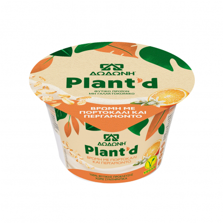 Δωδώνη επιδόρπιο φυτικό ψυγείου plant' D βρώμη-πορτοκάλι-περγαμόντο (150g)