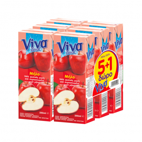 Viva fresh 100% φυσικός χυμός μήλο (250ml) (5+1)