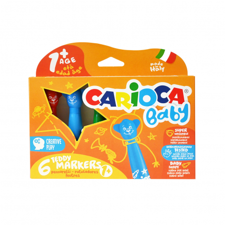 Carioca μαρκαδόρος baby teddy 6 χρώματα 1+ ετών