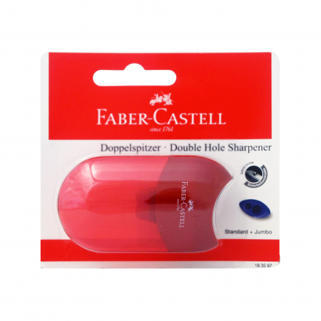 Faber castell ξύστρα διπλή σχήμα μήλου κόκκινο - μπλε