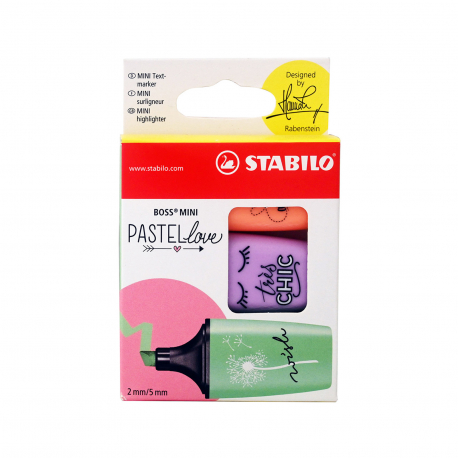 Stabilo μαρκαδόρος υπογραμμιστής boss mini pastel love (3τεμ.)