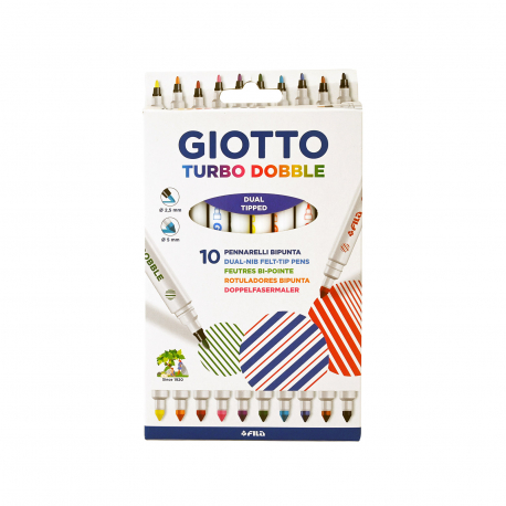 Giotto μαρκαδοράκια turbo dobble διπλής μύτης - 10 χρώματα