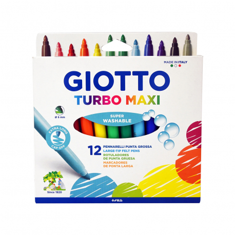 Giotto μαρκαδόροι turbo maxi χοντροί - 12 χρώματα