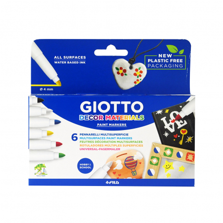 Giotto μαρκαδοράκια decor materials 6 χρώματα για κάθε επιφάνεια