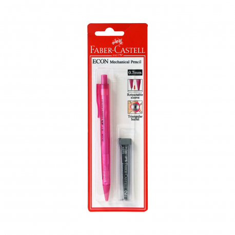 Faber castell μολύβι μηχανικό + 12 μύτες 0,7mm econ ροζ