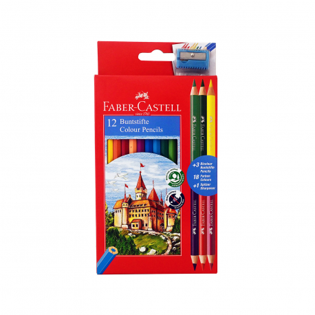 Faber castell ξυλομπογιές + ξύστρα κάστρο (12τεμ.) (+ ξύστρα δώρο)
