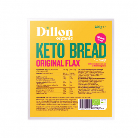 Dillon ψωμί keto με λιναρόσπορους - βιολογικό, χωρίς γλουτένη (250g)