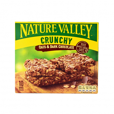 Nature valley μπάρα μούσλι ολικής άλεσης crunchy oats & dark chocolate - vegetarian (5x42g)