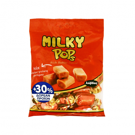 Λάβδας καραμέλες milky pops βουτύρου - χαμηλή τιμή (100g) (30% περισσότερο προϊόν)