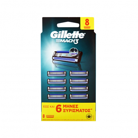 Gillette ανταλλακτικά ξυραφάκια αντρικά mach 3 (8τεμ.)