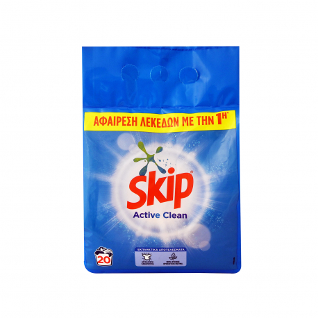 Skip σκόνη απορρυπαντικό ρούχων active clean 1.3 kg (20μεζ.)