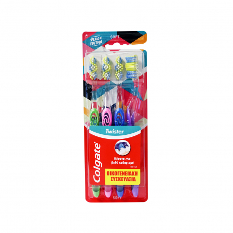 Colgate οδοντόβουρτσα twister οικογενειακή συσκευασία - soft (4τεμ.)