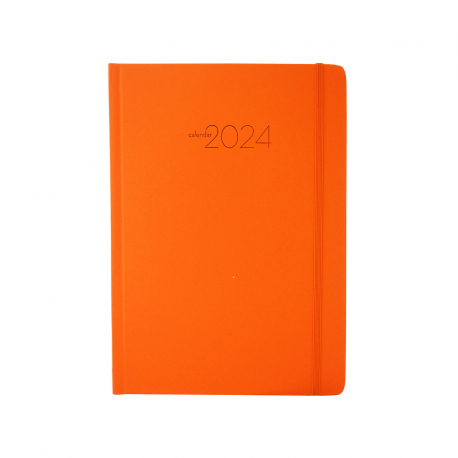 Ημερολόγιο ημερήσιο δερμάτινο λάστιχο πορτοκαλί 17Χ25