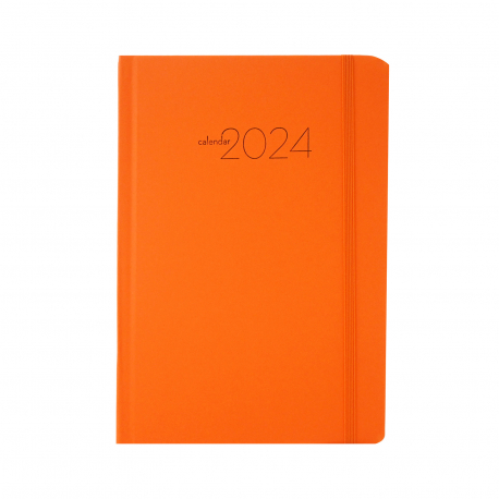 Ημερολόγιο ημερήσιο δερμάτινο λάστιχο πορτοκαλί 14Χ21