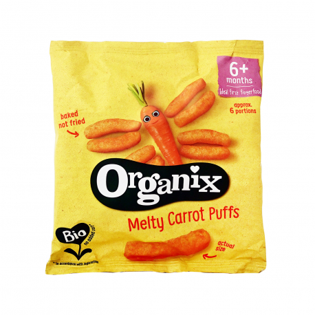 Organix γαριδάκια παιδικά sticks melty carrot puffs - βιολογικό 6+ μηνών (20g)