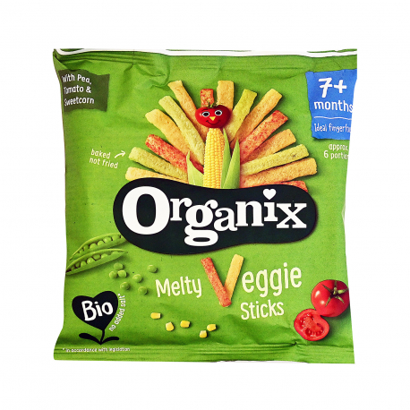 Organix σνακ λαχανικών παιδικό melty veggie sticks - βιολογικό 7+ μηνών (15g)