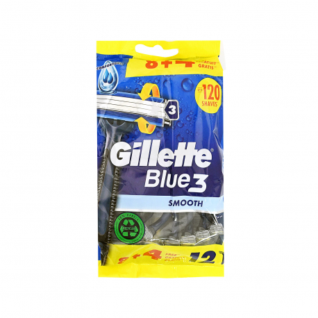 Gillette ξυραφάκια αντρικά blue 3 smooth (8τεμ.) (4τεμ. περισσότερο προϊόν)
