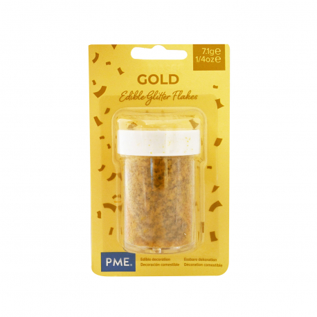 Pme διακοσμητικά ζαχαροπλαστικής edible glitter flakes χρυσό (7.1g)