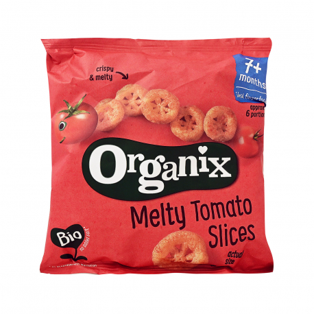Organix σνακ καλαμποκιού παιδικό melty tomato slices - βιολογικό 7+ μηνών (20g)