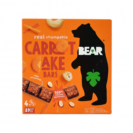 BEAR ΜΠΑΡΑ BARS CARROT CAKE - Χωρίς γλουτένη,Χωρίς προσθήκη ζάχαρης,Vegan (4x27g)