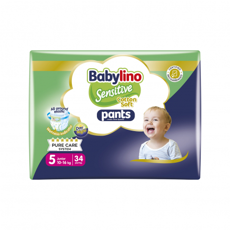Babylino πάνες βρακάκι παιδικές sensitive No. 5/ 10-16kg (34τεμ.)