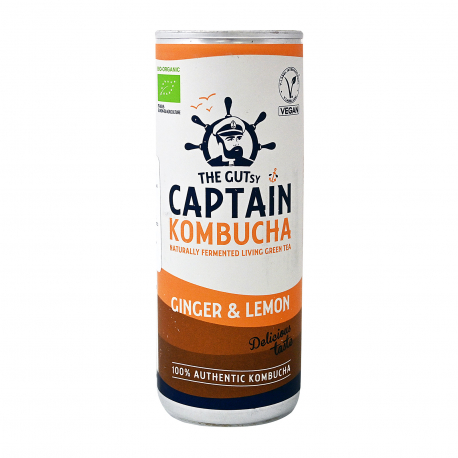 The gutsy captain ρόφημα πράσινου τσαγιού kombucha ginger & lemon - βιολογικό, νέο προϊόν (250ml)