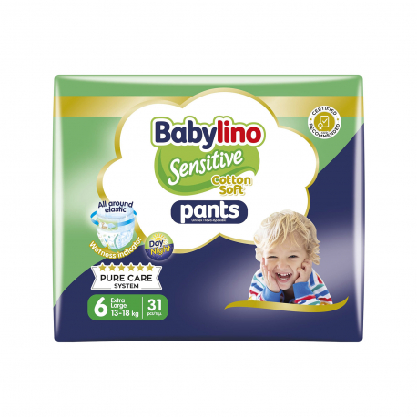 Babylino πάνες βρακάκι παιδικές sensitive No. 6/ 13-18kg (31τεμ.)