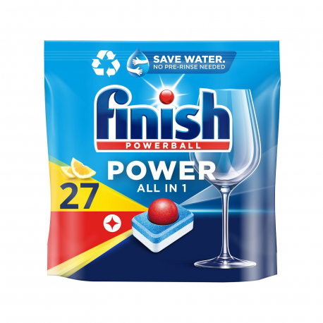 Finish απορρυπαντικό πλυντηρίου πιάτων σε ταμπλέτες powerball all in 1 max lemon 432γρ. (27μεζ.)