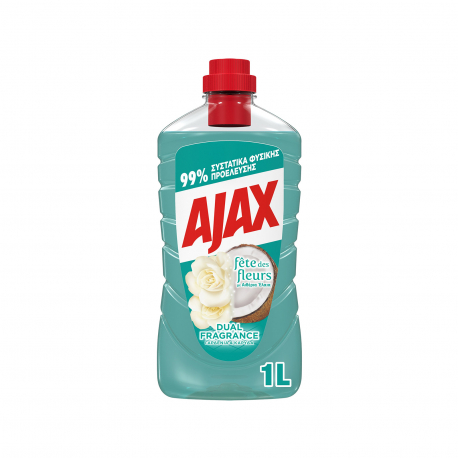 Ajax υγρό καθαριστικό πατώματος γαρδένια & καρύδα (1lt)
