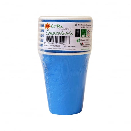 Exclusive trade ποτήρια χάρτινα extra compost μπλε 250ml (8τεμ.)